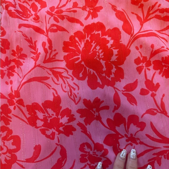 12th Tribe Vibrant Red and Pink Dress - Picture 3 of 4